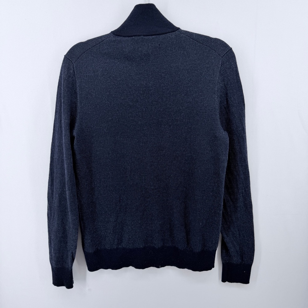 Banana Republic Mens Italian Merino Baruffa Quarter Zip Sweater Navy Blue Medium - Picture 3 of 3